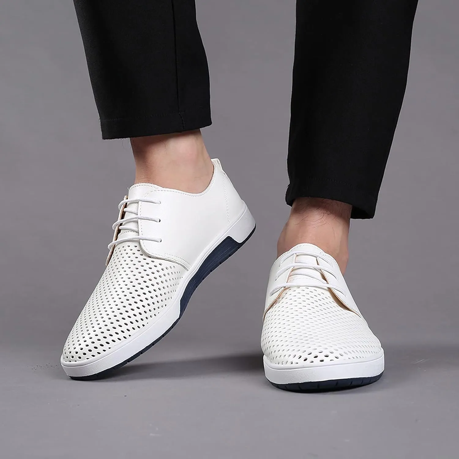 Semi Formal Leather Shoes Men Style Men's Summer Leather Solid Summer Shoes Breathable Men's Dress Shoes Formal Oxfords