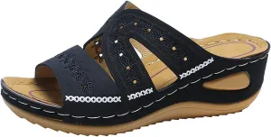 Slip On Wedges Sandals for Women Arch Support Cushioned Slides Summer Beach Slippers Versatile Dressy Sandals