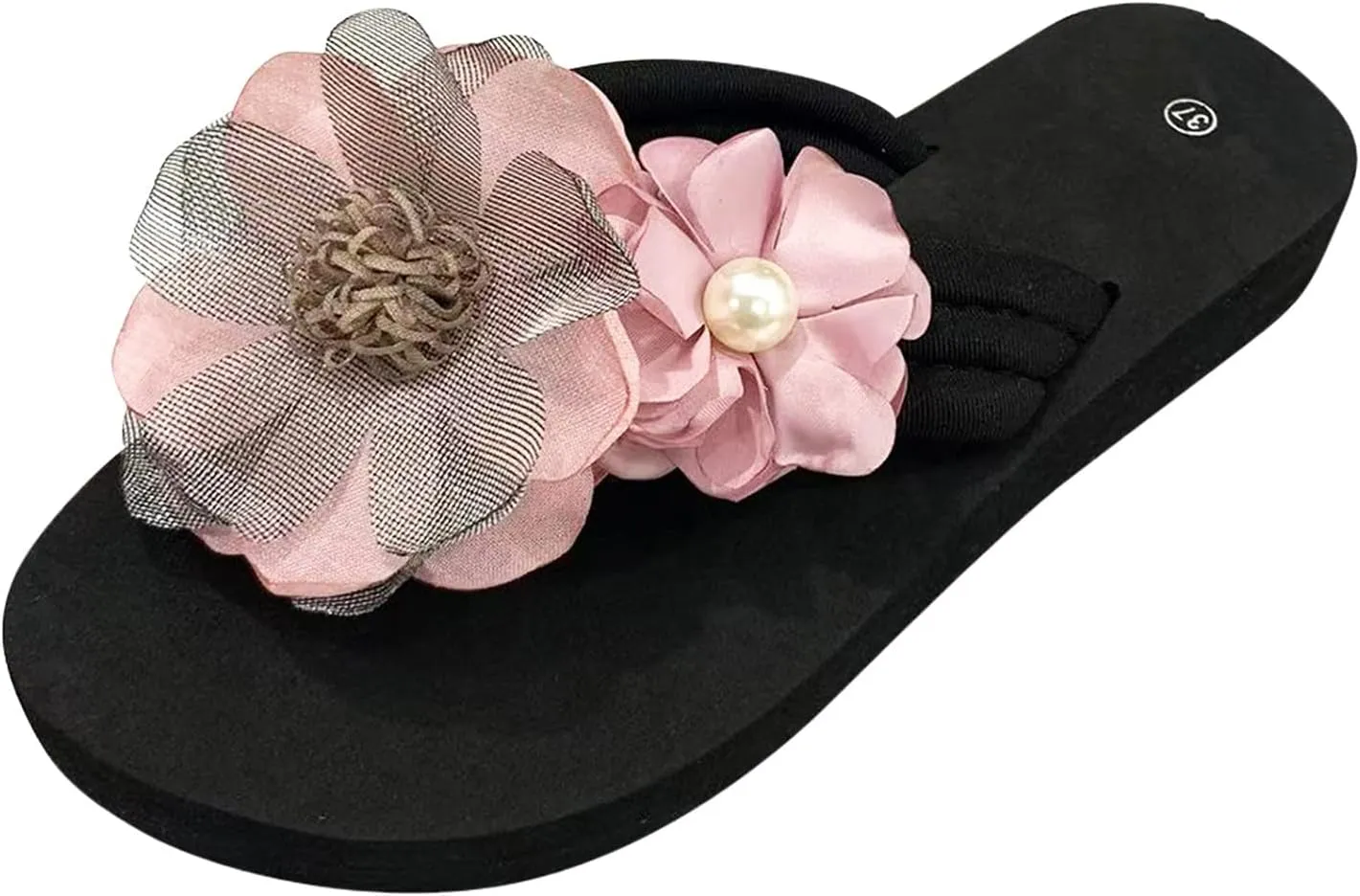 Slippers For Women Ladies Summer Flip Flops Open Toe Flowers Bohemian Sandals Comfortable Sandals for Women with Heels