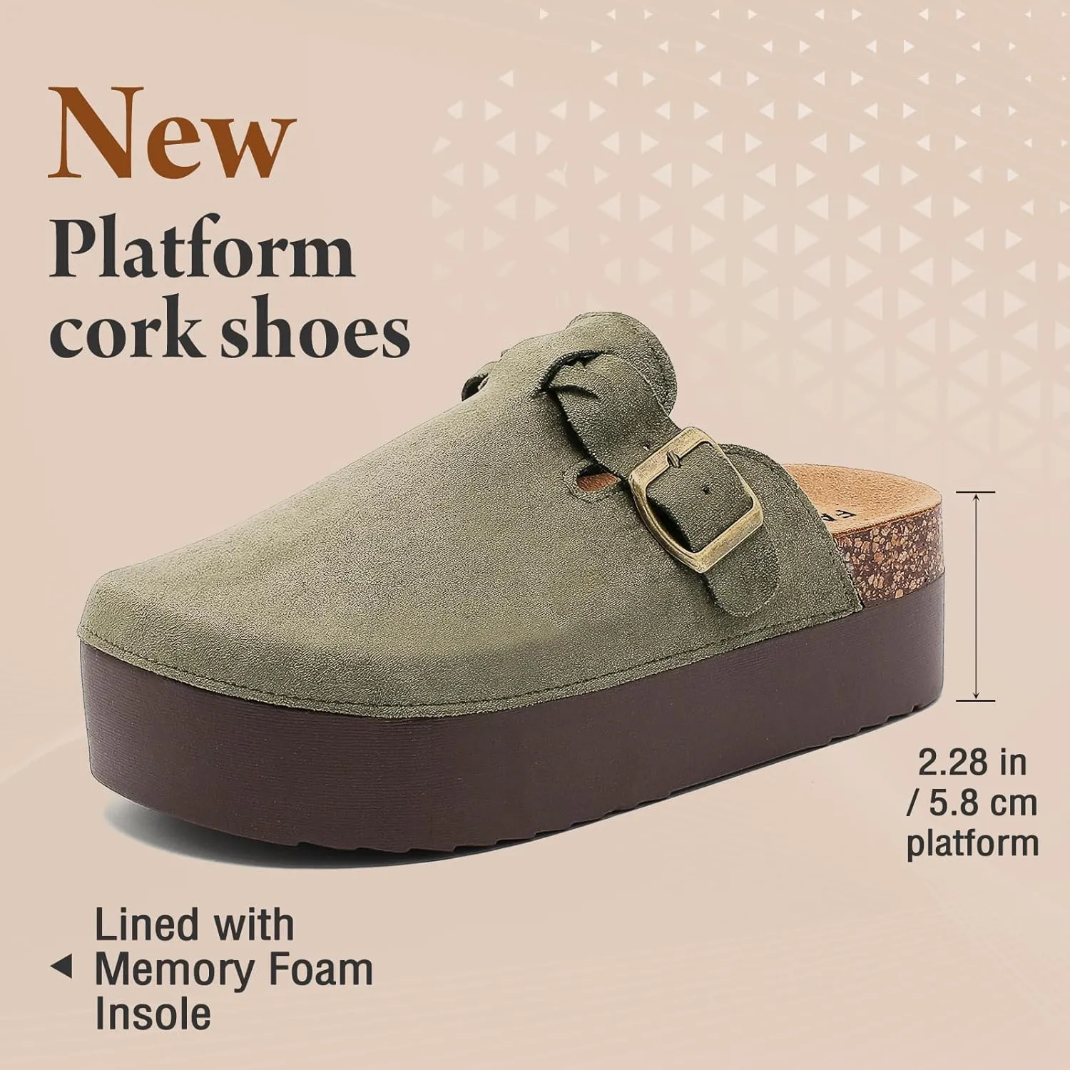 Suede Platform Clogs Women, Closed Toe Slippers Slides Sandals, Potato Shoes with Adjustable Buckle, Non Slip On Mules