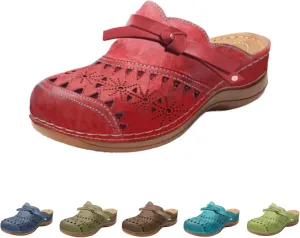 Summer Clogs for Women 2025 Slippers Arch Support Wide Width Wedge Platform Orthopedic Slippers Solid Round Head Closed Toe Outdoor Beach Wedge Sandals