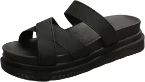 Temperament Thick Bottom Sandals for Women Casual Elastic Ankle Strap Platform Sandal Casual Non Slip Sandals