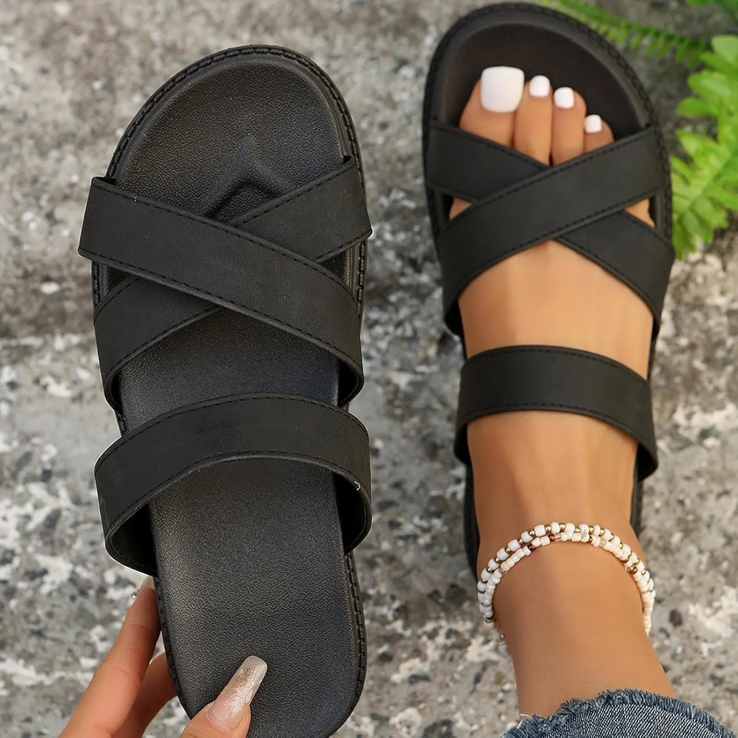Temperament Thick Bottom Sandals for Women Casual Elastic Ankle Strap Platform Sandal Casual Non Slip Sandals