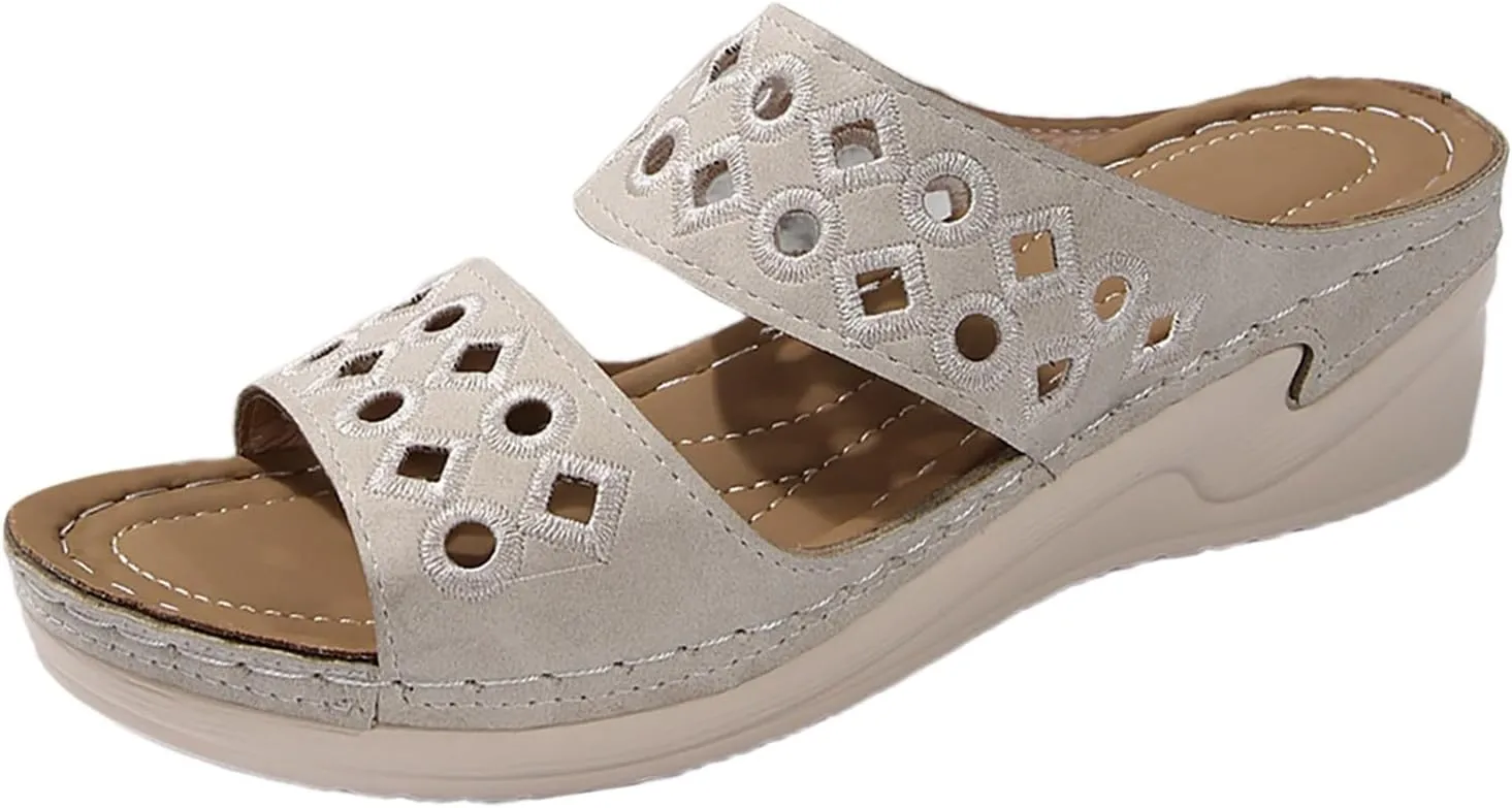 Temperament Wedge Shoes for Women Summer Platform Comfortable Low Wedges Slides Casual Sandals Indoor Outdoor