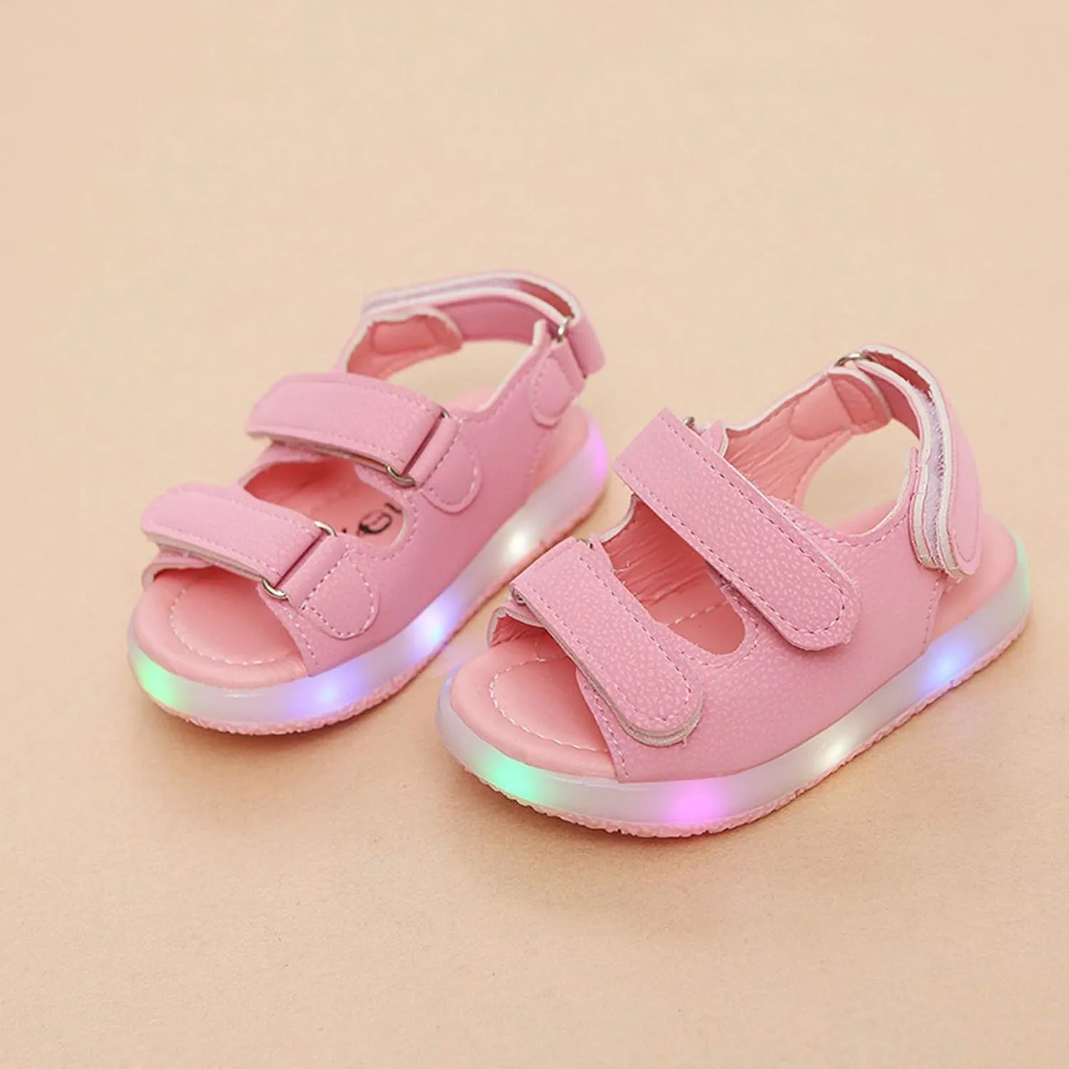 Toddler Dress Shoes Girls Toddler Kids Summer Girls Sandals Sport Shoes LED Baby Boys Luminous Baby (Pink, 2-2.5Years)