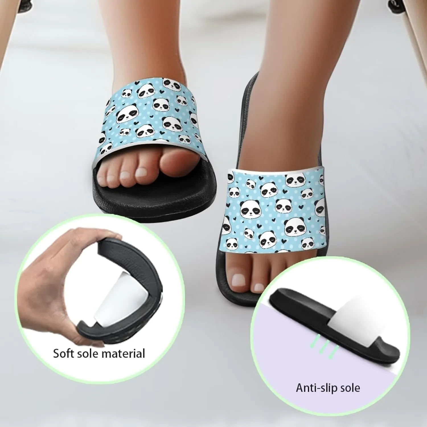Toddler Sandals Comfy Sport Slides Non-slip Beach Slides Garden Slip On Shoes Water Friendly Bath Slippers