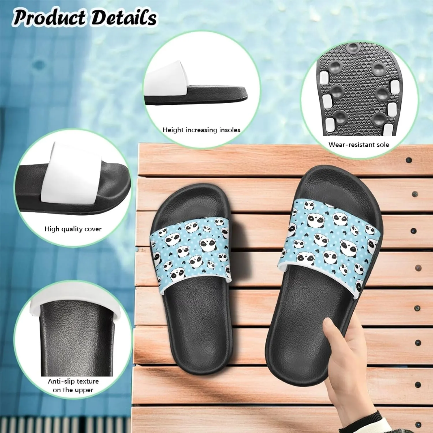 Toddler Sandals Comfy Sport Slides Non-slip Beach Slides Garden Slip On Shoes Water Friendly Bath Slippers