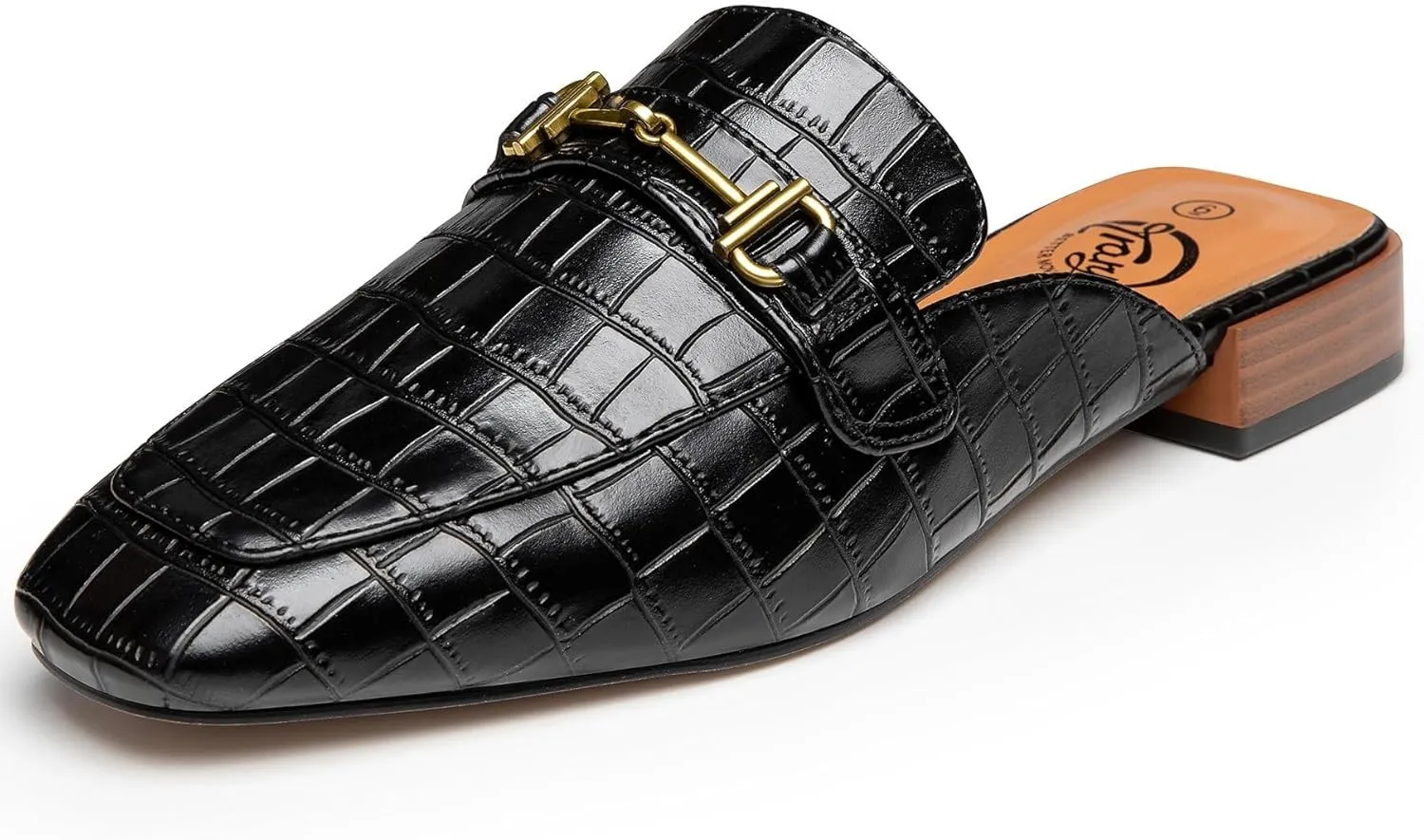Trary Women's Mules & Loafers, Black Square Toe Mules, Classic Dressy & Casual Comfortable Shoes