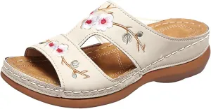 Vacation Sandals for Women Memory Foam Beach Slides Breathable Casual Sandals Women's Thick Bottom Sandals