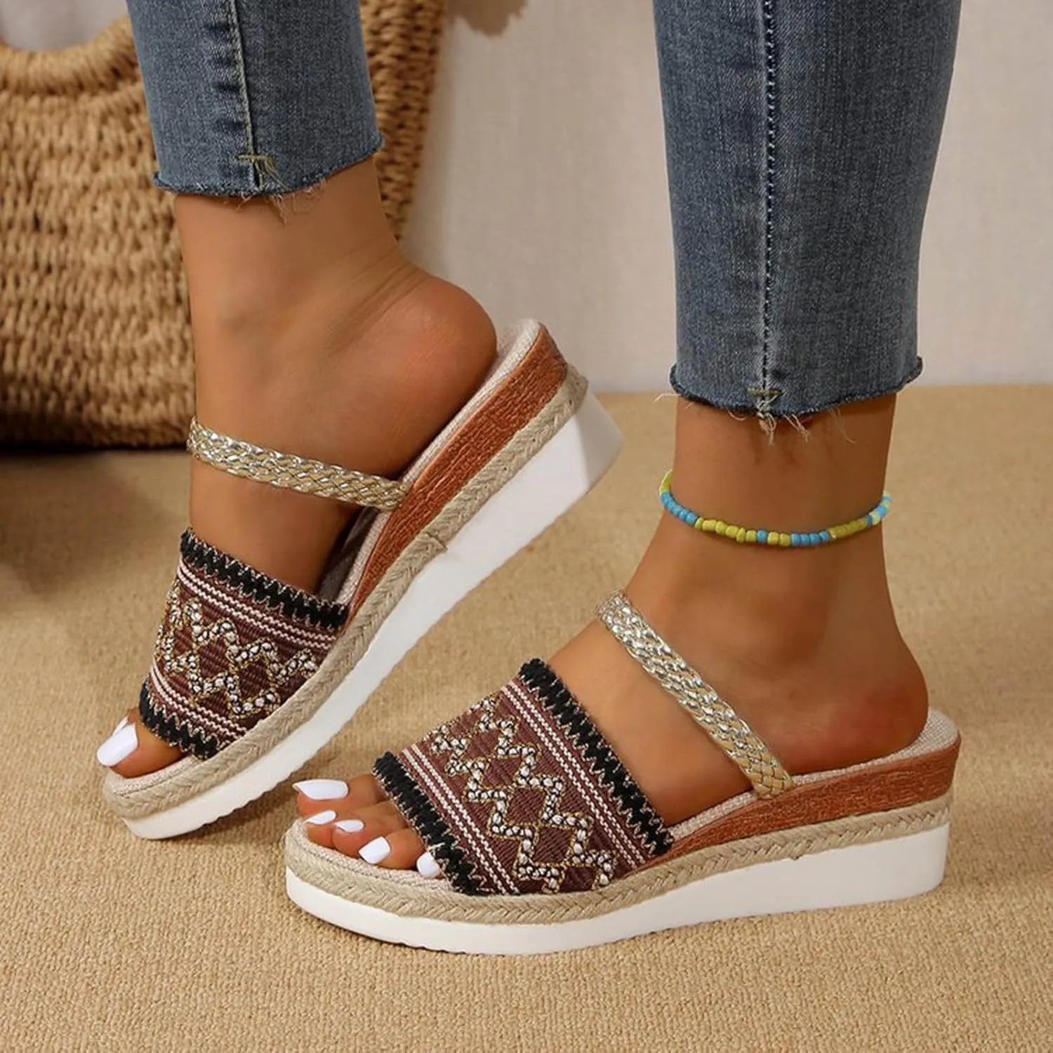 Versatile Wedge Sandals for Women Classic Ankle Strap Wedge Heels Sandal Orthopedic Sandals with Arch Support
