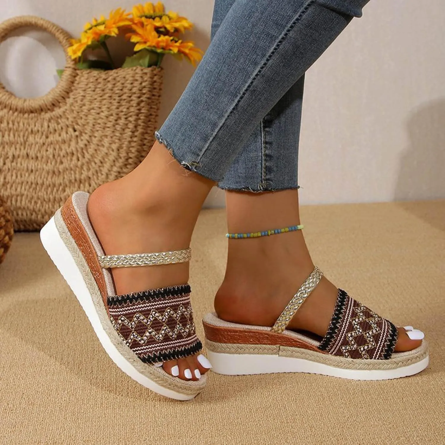 Versatile Wedge Sandals for Women Classic Ankle Strap Wedge Heels Sandal Orthopedic Sandals with Arch Support