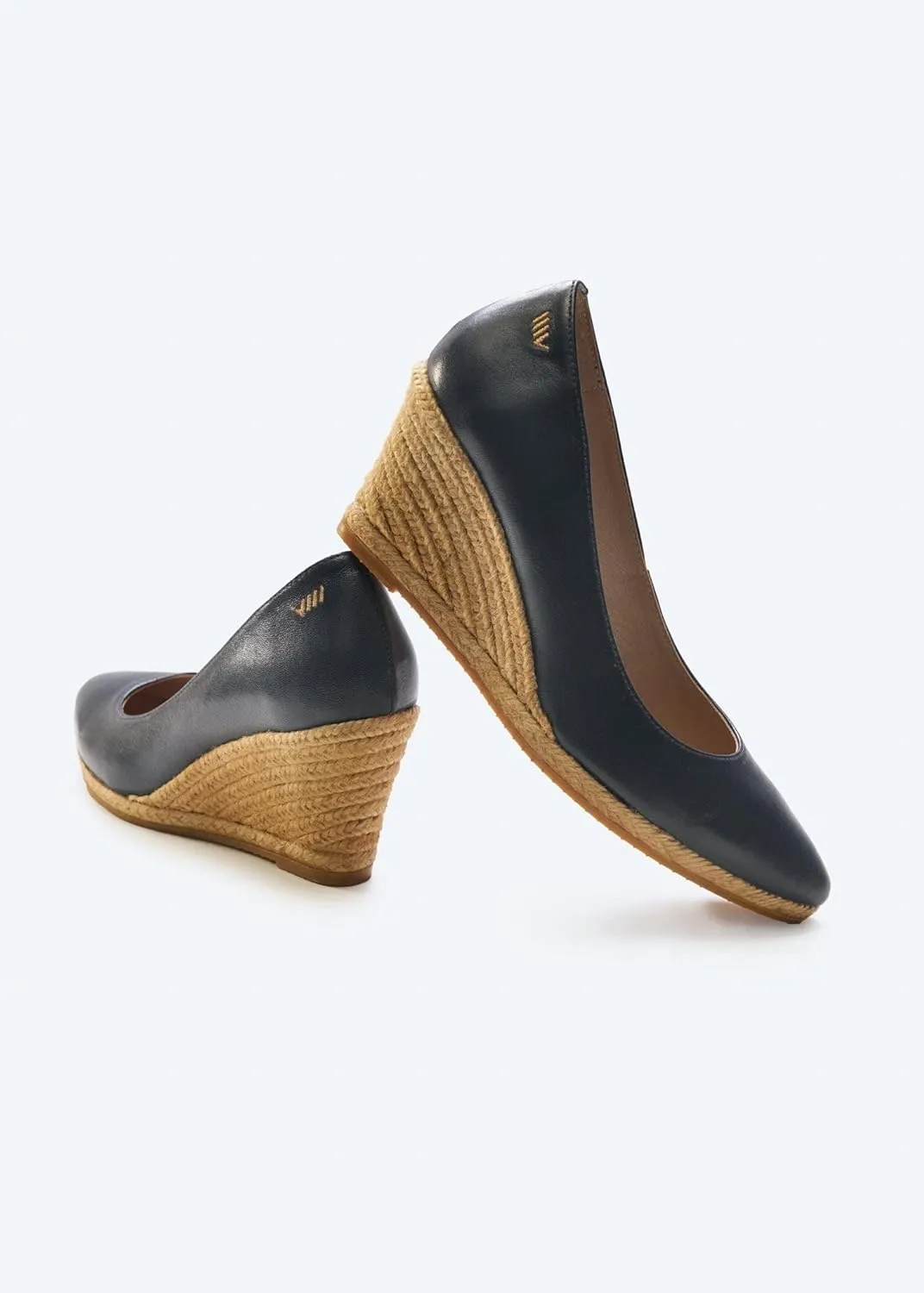 VISCATA Dunes Leather Wedge Pumps Handmade 2 ½”” Heel Women's Sandals with Leather Lined Canvas Upper 100% Natural Jute Midsole Soft Leather Inner Sole Cushion for All Casual Occasions