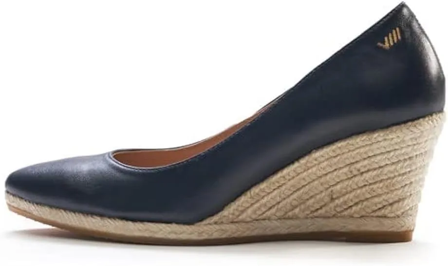 VISCATA Dunes Leather Wedge Pumps Handmade 2 ½”” Heel Women's Sandals with Leather Lined Canvas Upper 100% Natural Jute Midsole Soft Leather Inner Sole Cushion for All Casual Occasions