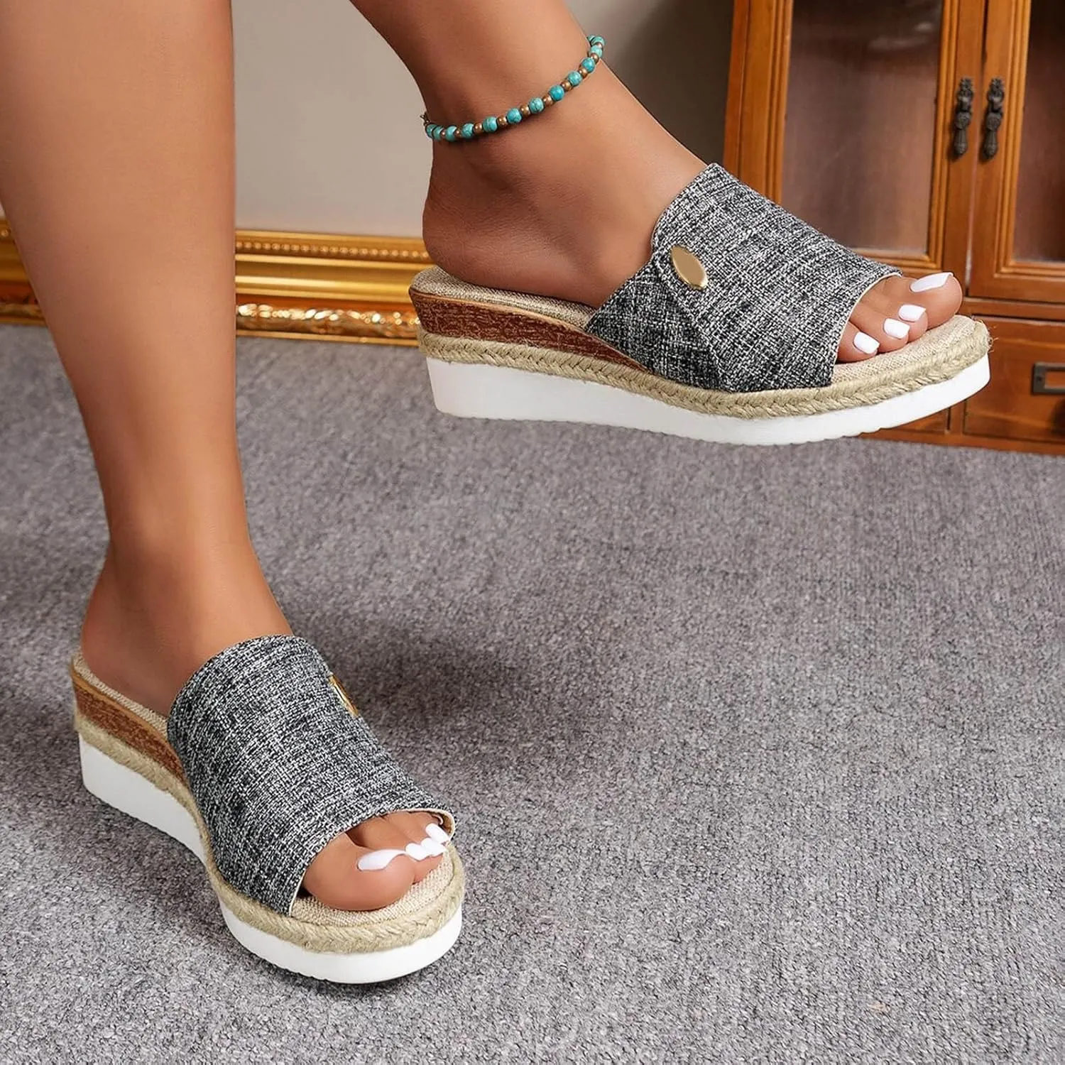 Wedge Cloud Slippers for Women Summer Outdoor Camping Walking Beach Sandals Slim Wedge Sandals Walking Sandals
