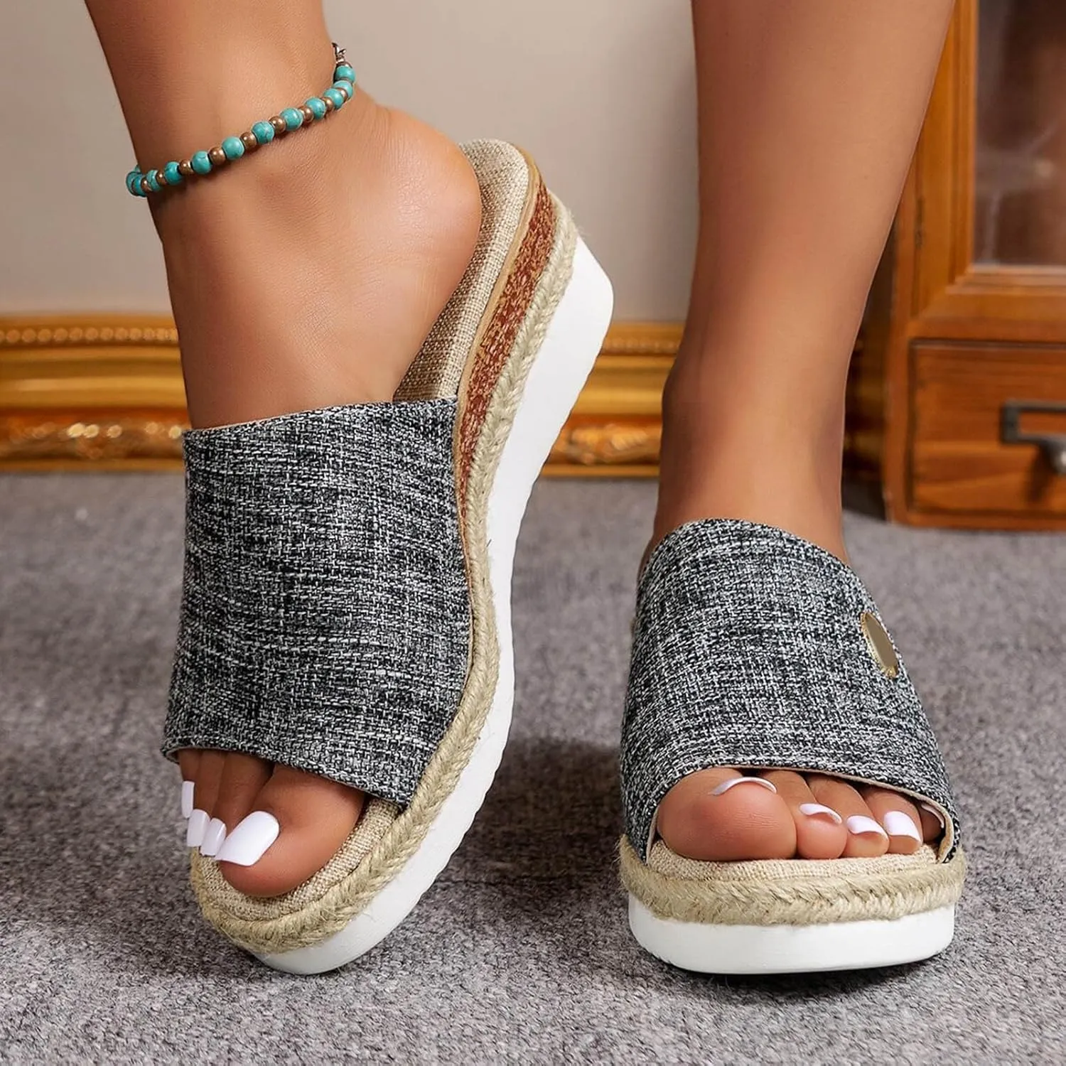 Wedge Cloud Slippers for Women Summer Outdoor Camping Walking Beach Sandals Slim Wedge Sandals Walking Sandals