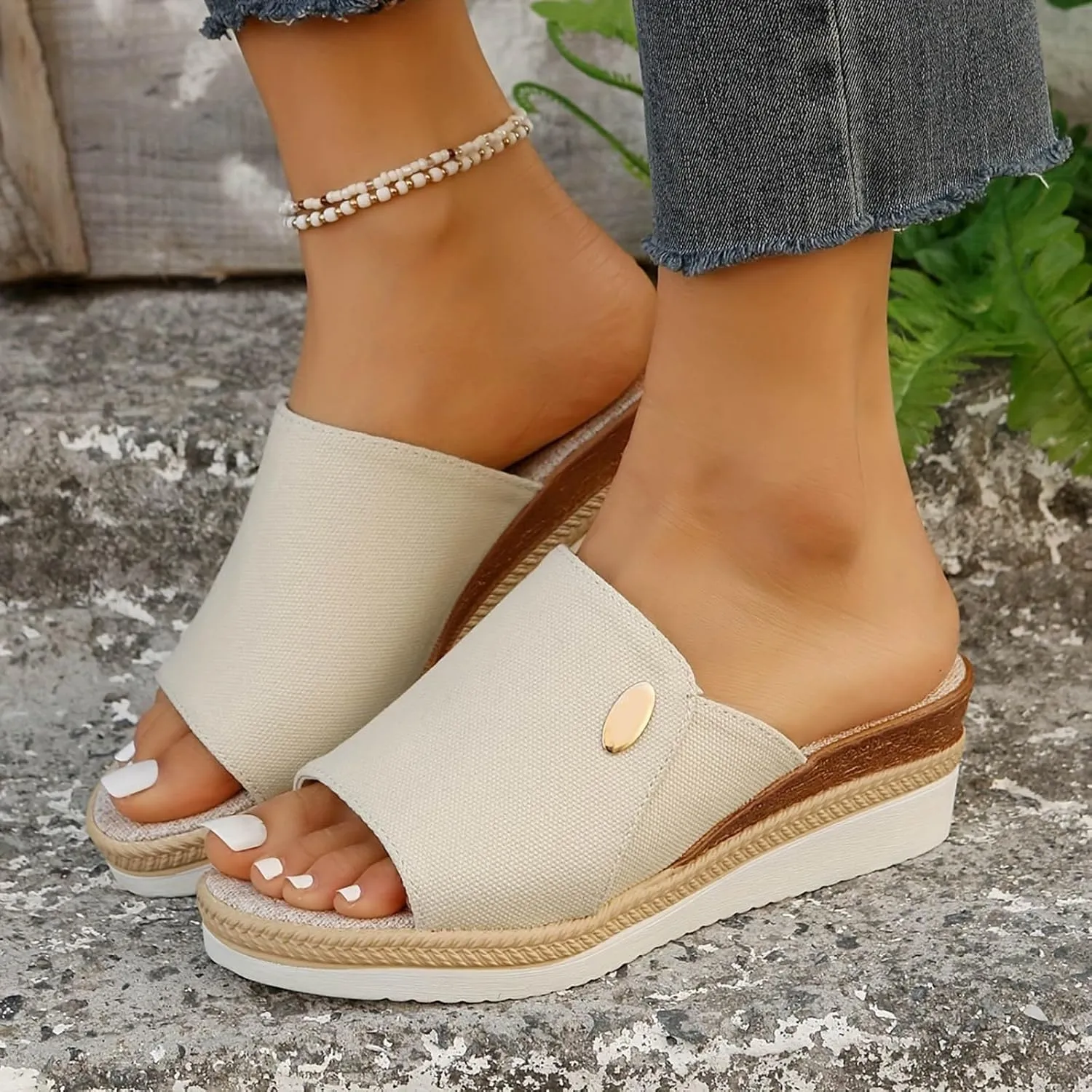 Wedge Cloud Slippers for Women Summer Outdoor Camping Walking Beach Sandals Slim Wedge Sandals Walking Sandals