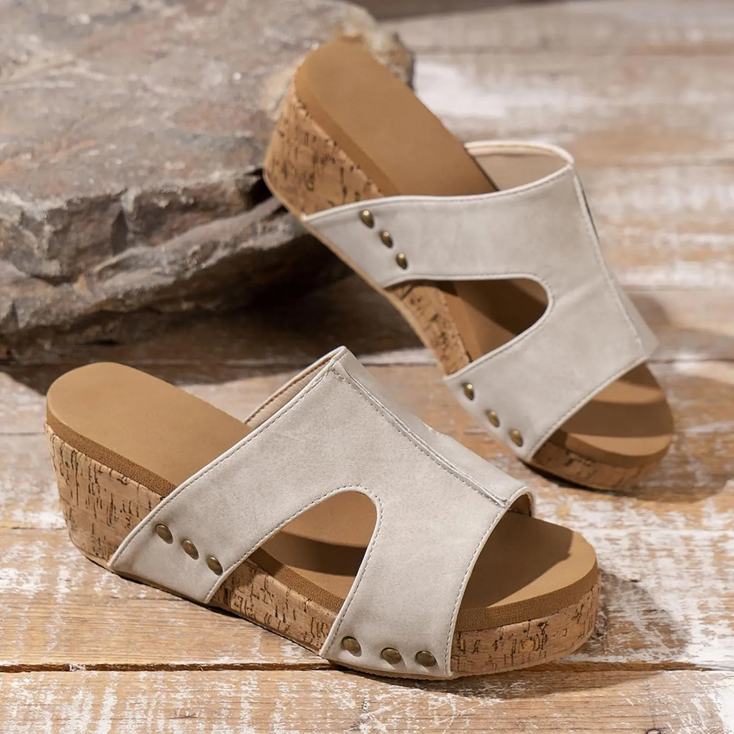 Wedge Cloud Slippers for Women Vacation Wedges Sandals Memory Foam Slides Casual Sandals Indoor Outdoor