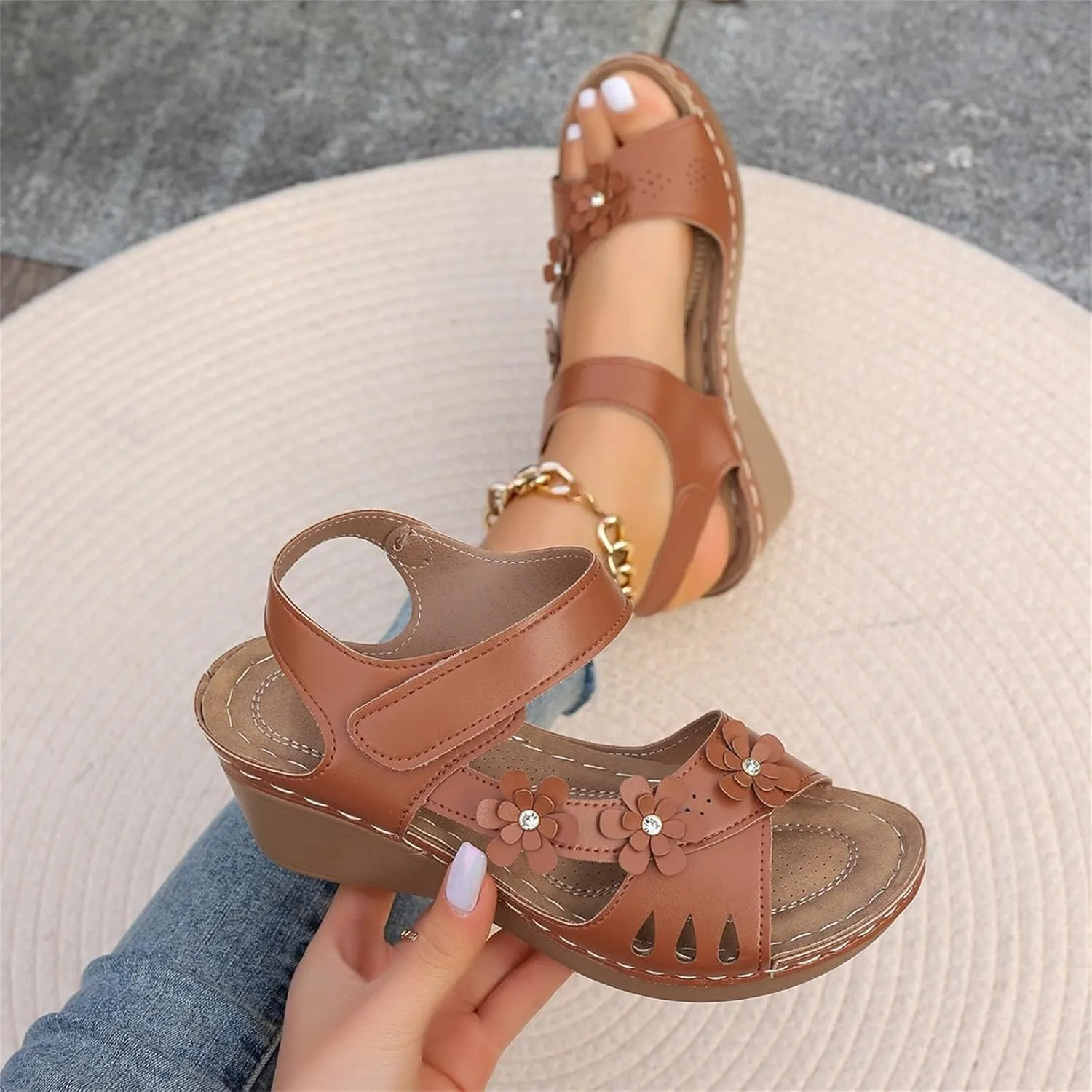 Wedge Sandals for Women Slip On Mules with Side Cutouts and Mid Heel Platform for Effortless Slip On Convenience Orthopedic Sandal Beach Dressy Flip Flops for Wide Toe 2025 Spring