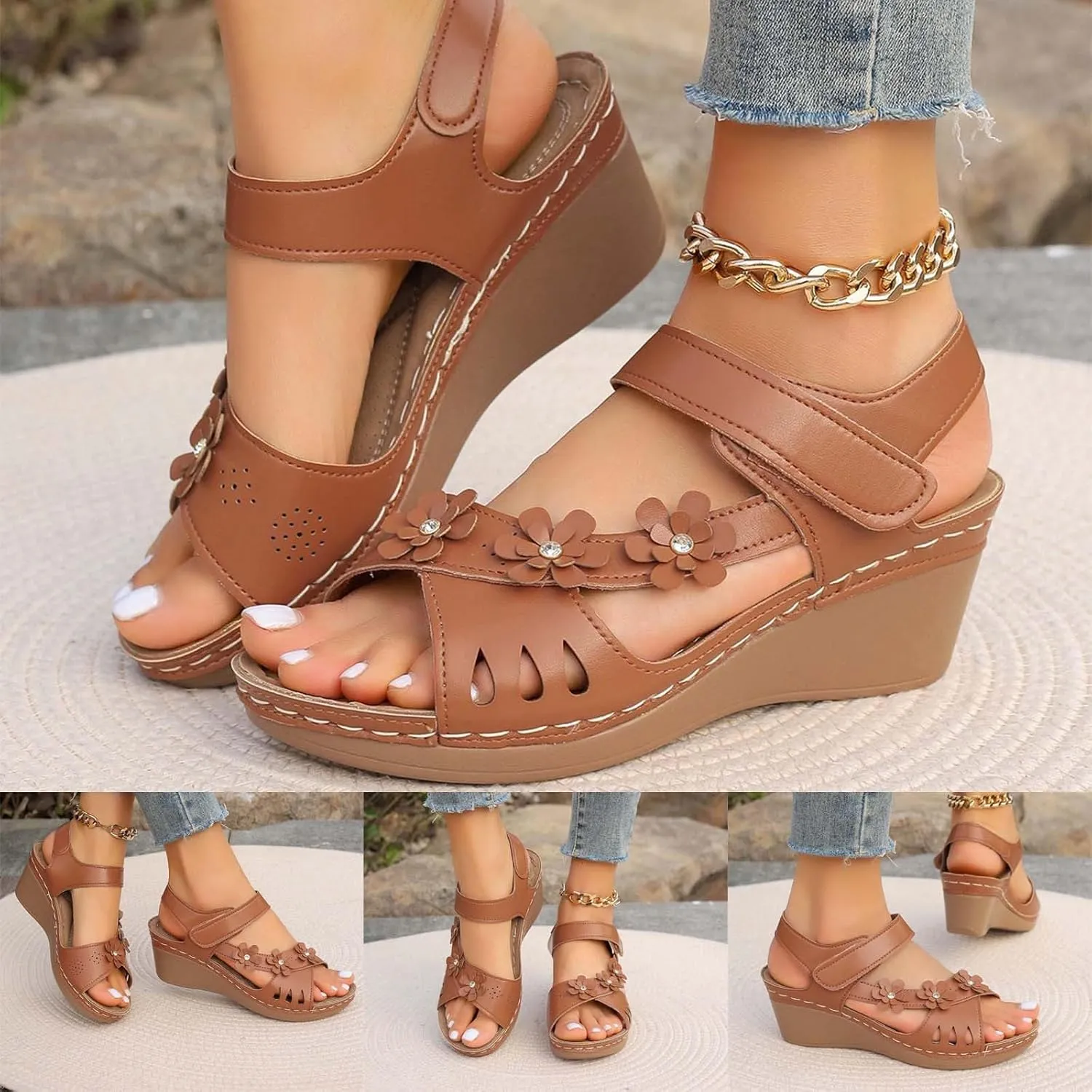 Wedge Sandals for Women Slip On Mules with Side Cutouts and Mid Heel Platform for Effortless Slip On Convenience Orthopedic Sandal Beach Dressy Flip Flops for Wide Toe 2025 Spring