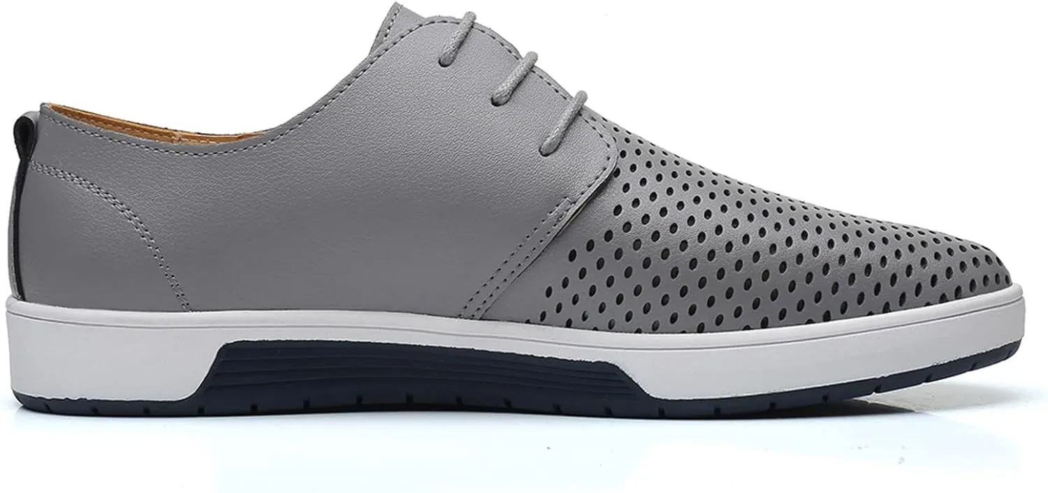 Wide Casual Business Shoes for Men Summer Style Men's Breathable Comfortable Business Lace Up Leisure Hollow Solid Leather Shoes Men Size 14 Black Slip Ons Dress Shoes