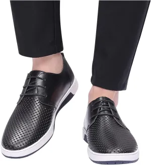 Wide Casual Business Shoes for Men Summer Style Men's Breathable Comfortable Business Lace Up Leisure Hollow Solid Leather Shoes Men Size 14 Black Slip Ons Dress Shoes