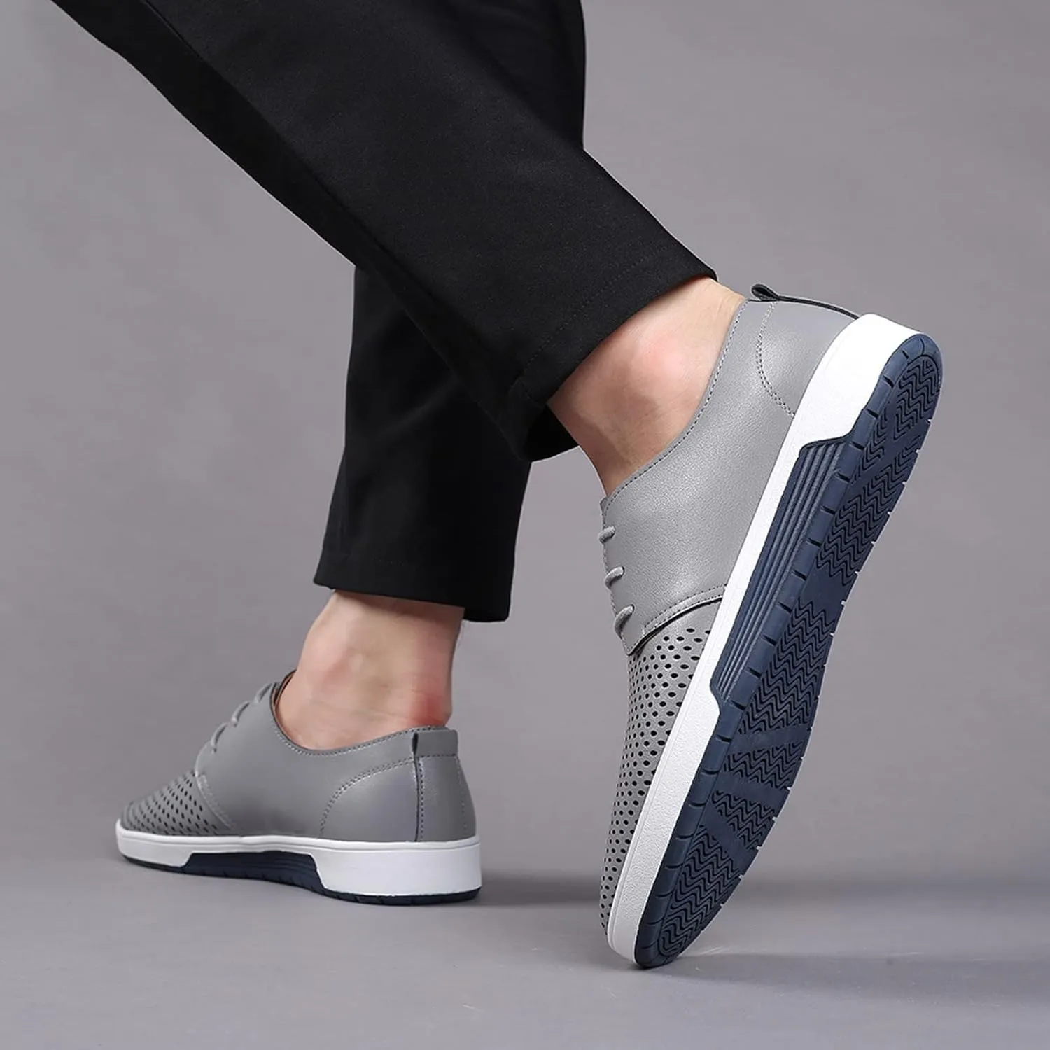 Wide Casual Business Shoes for Men Summer Style Men's Breathable Comfortable Business Lace Up Leisure Hollow Solid Leather Shoes Men Size 14 Black Slip Ons Dress Shoes