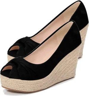 Women Wedge Heel Shoes peep Toe Espadrilles Platform Sandals