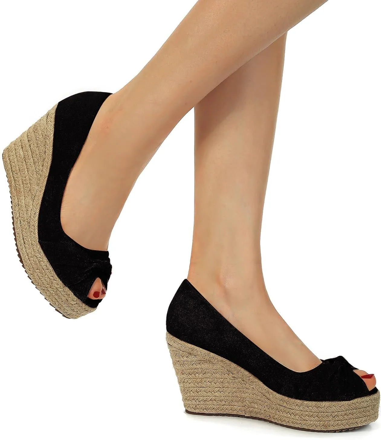 Women Wedge Heel Shoes peep Toe Espadrilles Platform Sandals