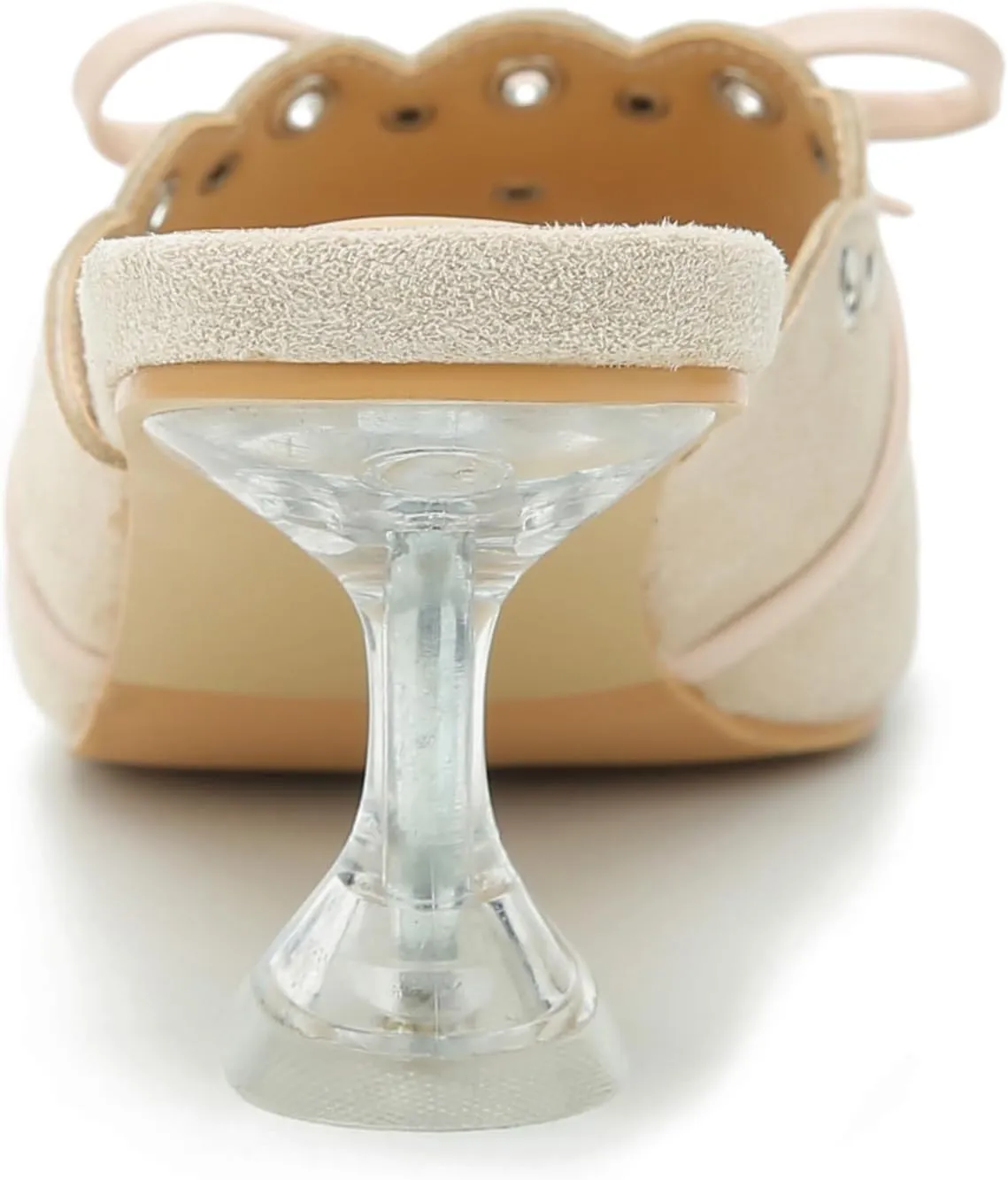 Women's Bow Heels Slippers Square Toe Clear Kitten Heeled Sandals Comfortable Mules Slip On Party Prom Dress Shoes