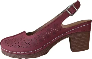 Women's Closed Round Toe Hollow Out Vamp Ankle Strap Buckle Low Block Chunky Heels Sandals Heel Bohemian with Arch Support Wide Width Cut-Out Comfortable Slip On Back Mule Clogs Beach Shoes