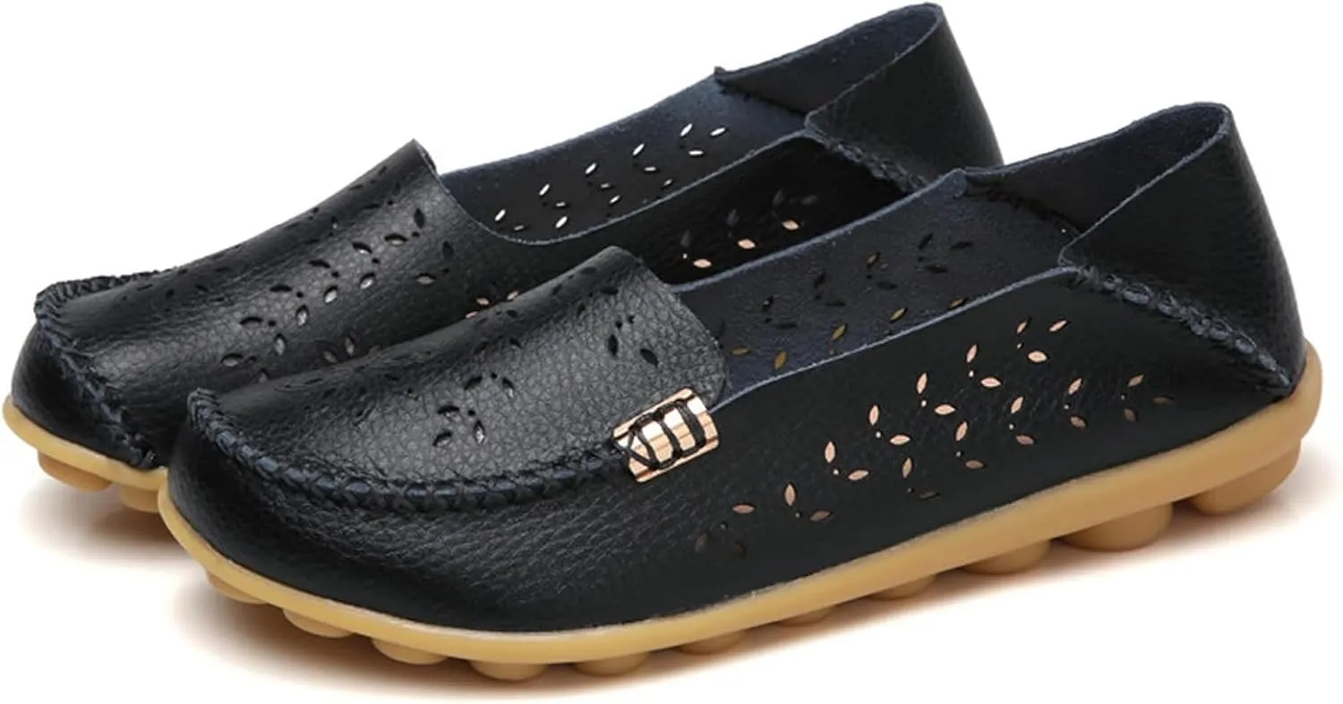 Womens Comfort Walking Cute Flat Loafer Ballet Flats Shoes Cute Penny Loafer Slip On Walking Driving Shoes with Diamond Eyelets