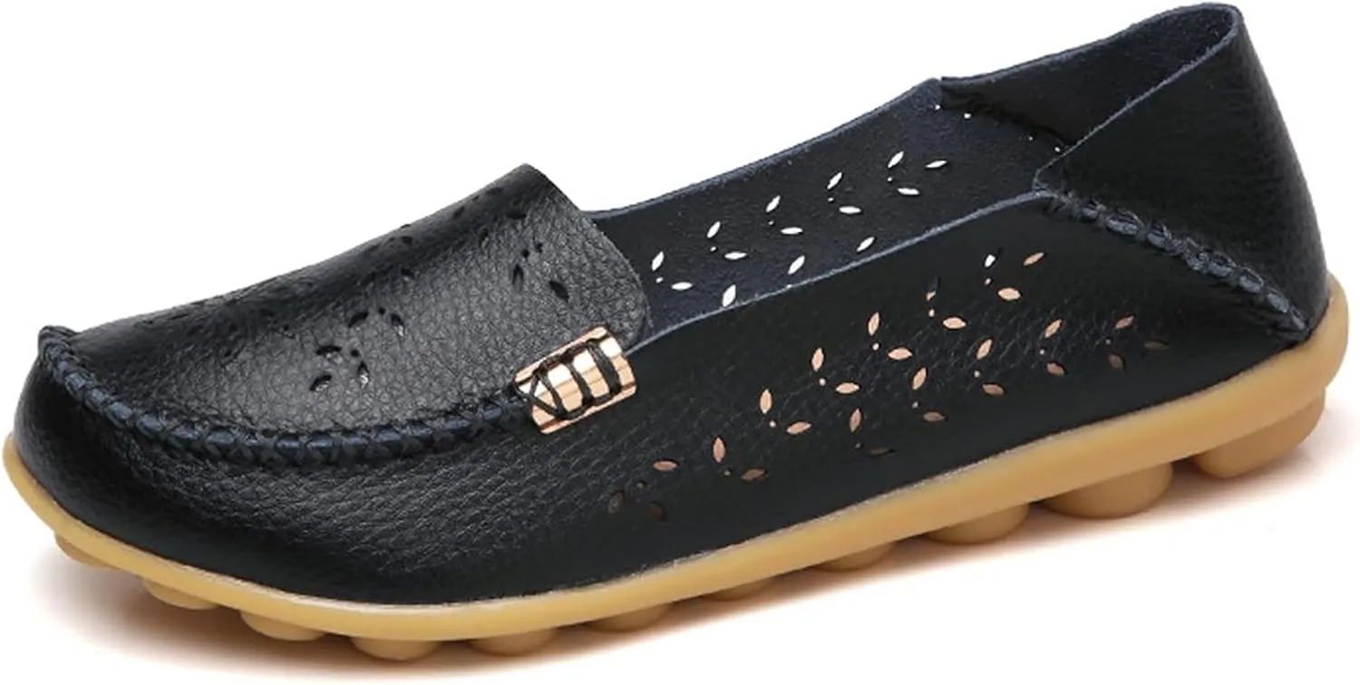 Womens Comfort Walking Cute Flat Loafer Ballet Flats Shoes Cute Penny Loafer Slip On Walking Driving Shoes with Diamond Eyelets