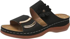 Women's Cushioned Slip-On Slide Sandal Comfort Lightweight Platform Slides Sandal Versatile Sandals for Women