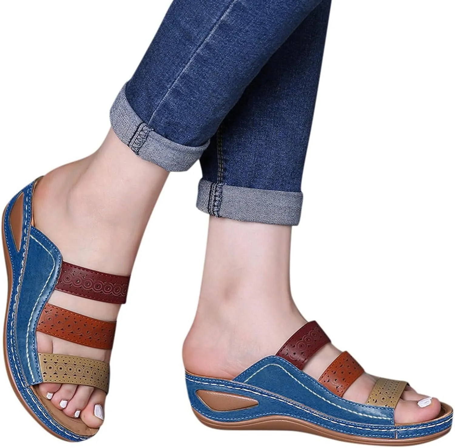 Women's Fashion Platform Sandals Lightweight Travel Sandals Pillow Slippers Breathable Casual Sandals