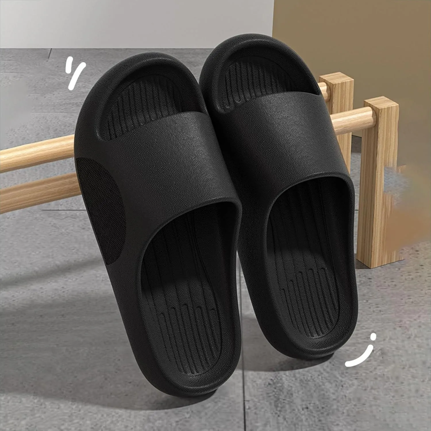 Women's Flat Slippers Non Slip House Slippers Indoor Outdoor Memory Foam Slides Shower Shoes for Women