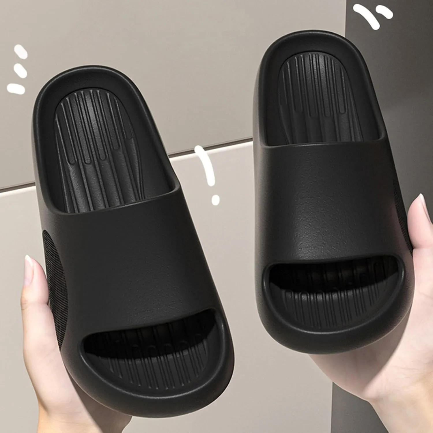 Women's Flat Slippers Non Slip House Slippers Indoor Outdoor Memory Foam Slides Shower Shoes for Women