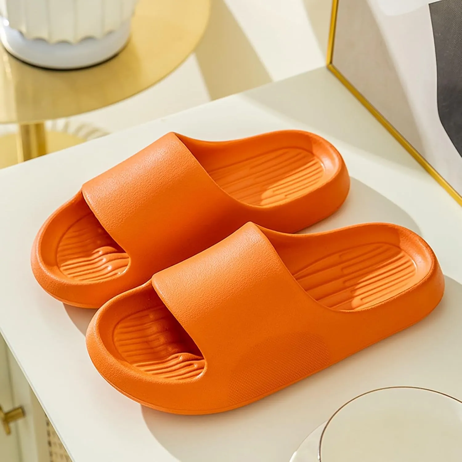 Women's Flat Slippers Non Slip House Slippers Indoor Outdoor Memory Foam Slides Shower Shoes for Women