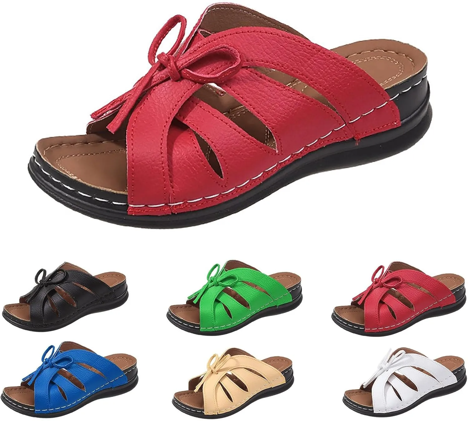 Women's Non Slip Slippers Classic Wedge Heels Sandals Arch Support Sandals Comfortable Slides Sandals