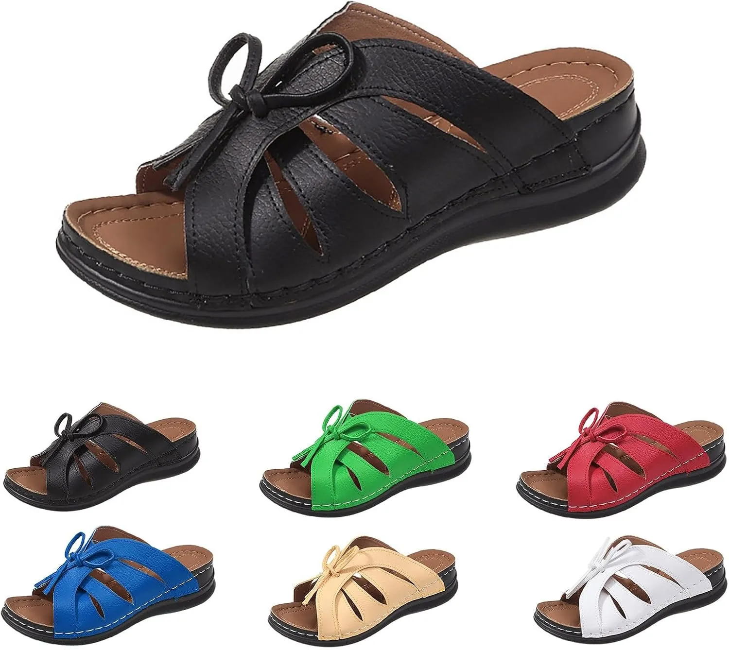 Women's Non Slip Slippers Classic Wedge Heels Sandals Arch Support Sandals Comfortable Slides Sandals