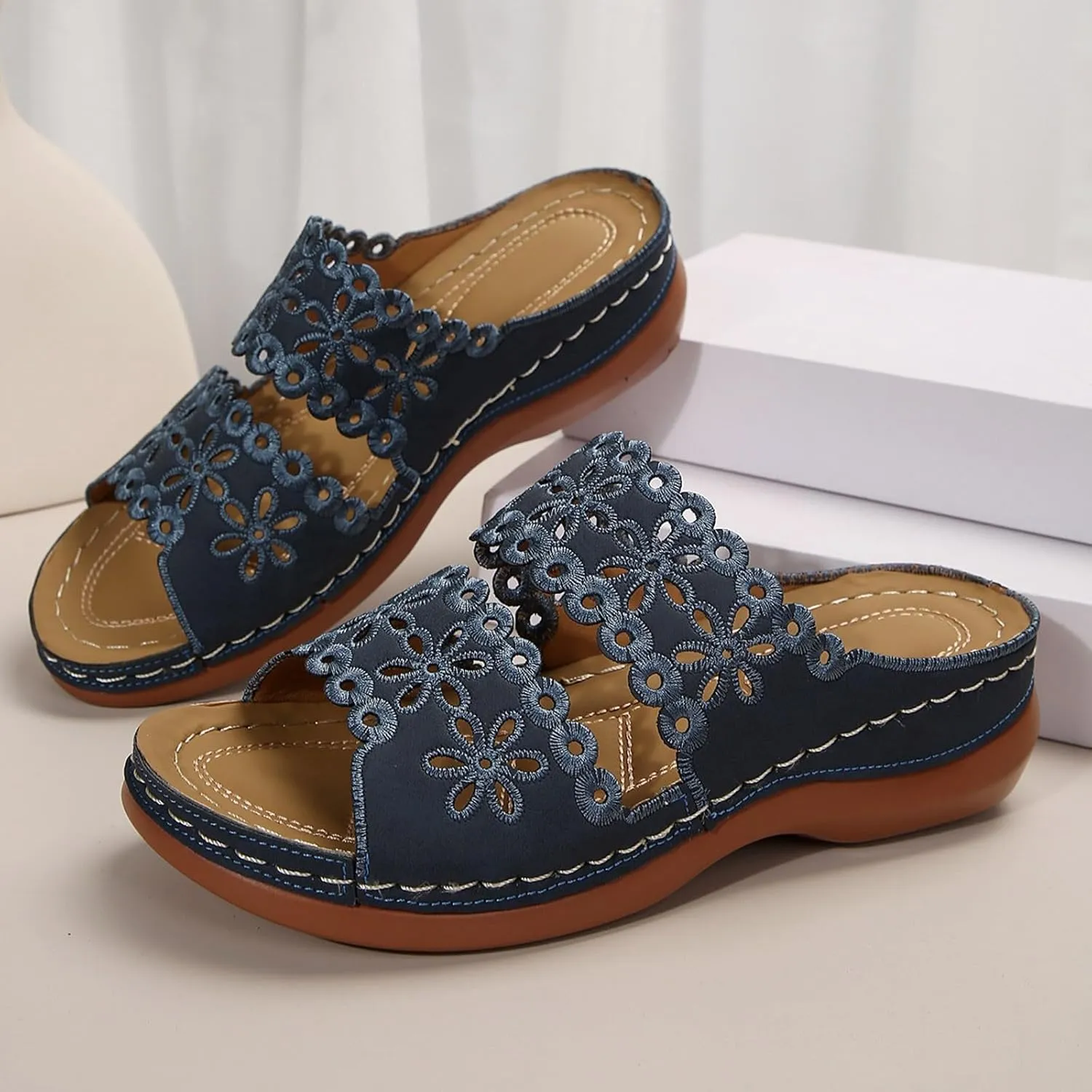 Women's Non Slip Slippers Open Toe Flatform Wedge Casual Sandal Banquet Sandals Beach Non Slip Wedge Sandals