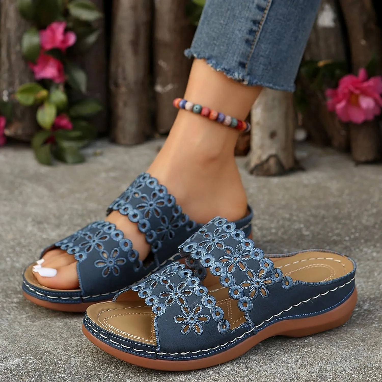 Women's Non Slip Slippers Open Toe Flatform Wedge Casual Sandal Banquet Sandals Beach Non Slip Wedge Sandals