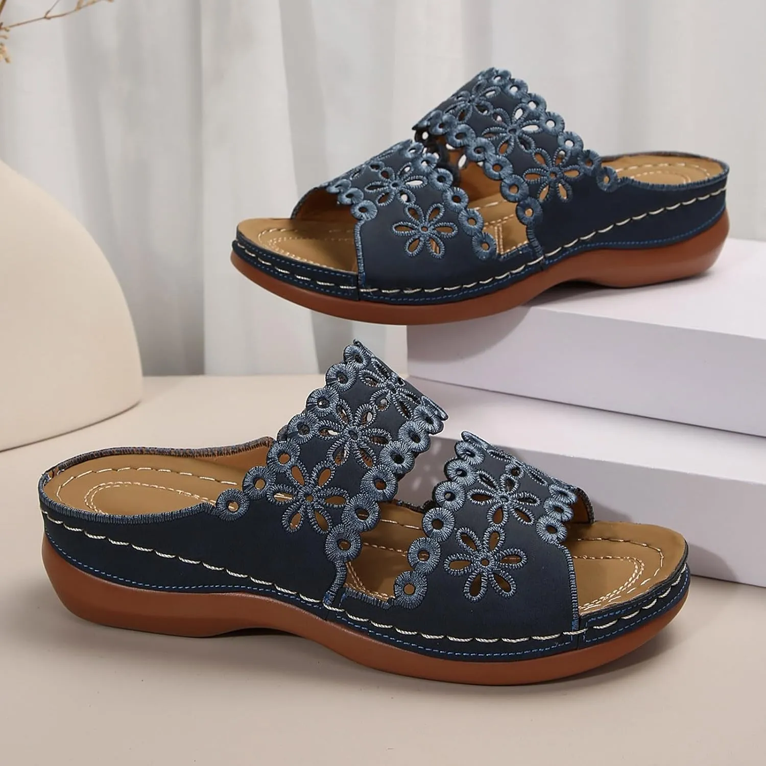 Women's Non Slip Slippers Open Toe Flatform Wedge Casual Sandal Banquet Sandals Beach Non Slip Wedge Sandals