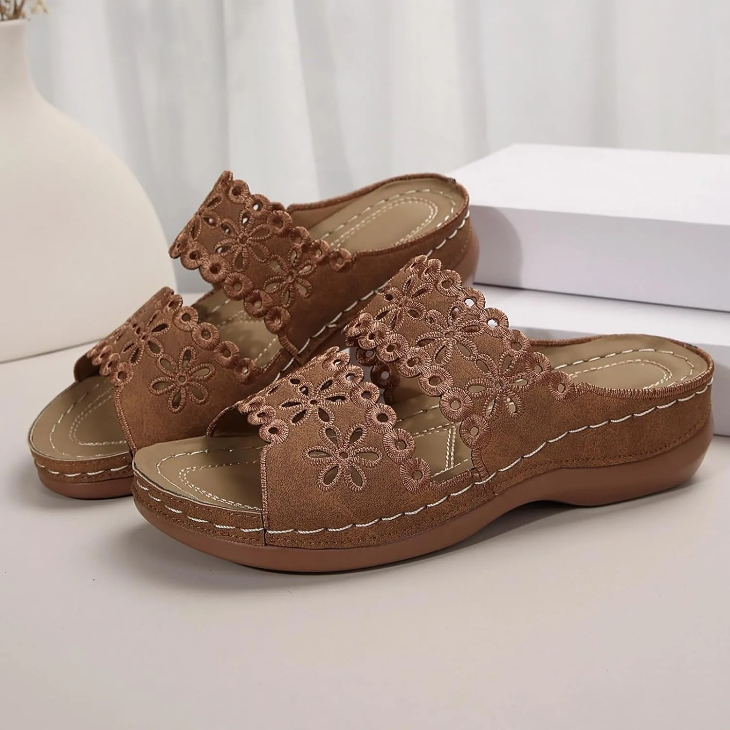 Women's Non Slip Slippers Open Toe Flatform Wedge Casual Sandal Banquet Sandals Beach Non Slip Wedge Sandals