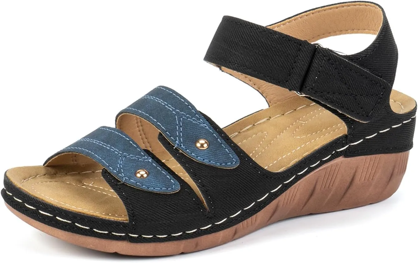Women's Non Slip Slippers Summer Open Toe Wedges Sandals Casual Indoor Outdoor Arch Support Slippers