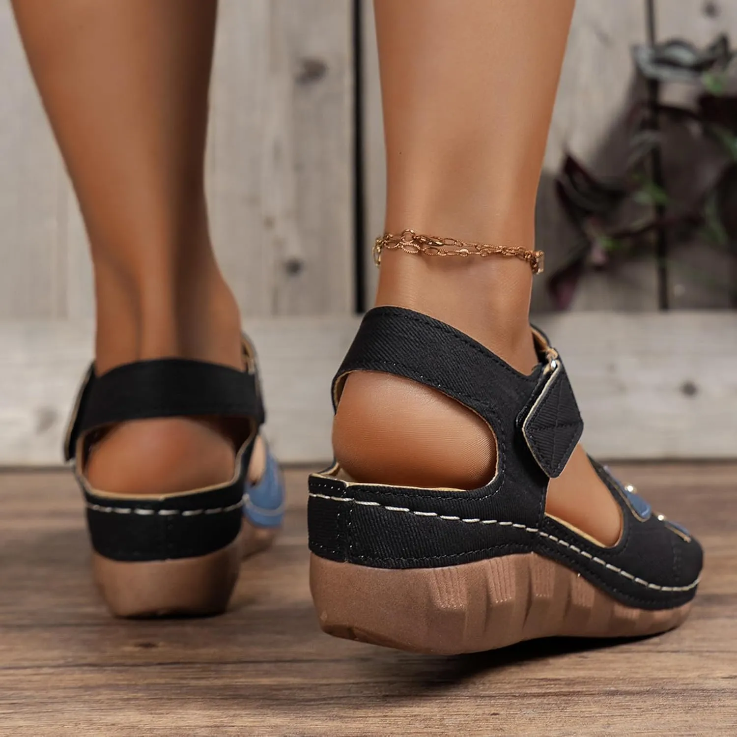 Women's Non Slip Slippers Summer Open Toe Wedges Sandals Casual Indoor Outdoor Arch Support Slippers
