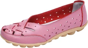Womens Orthopedic Loafers in Breathable Leather Comfortable Hollow Soft Flats Sandals Summer Casual Slip-On Shoes Cutout Sole Slide Sports 2025 Comfort Sandals Out Round Toe Fashion Loafer