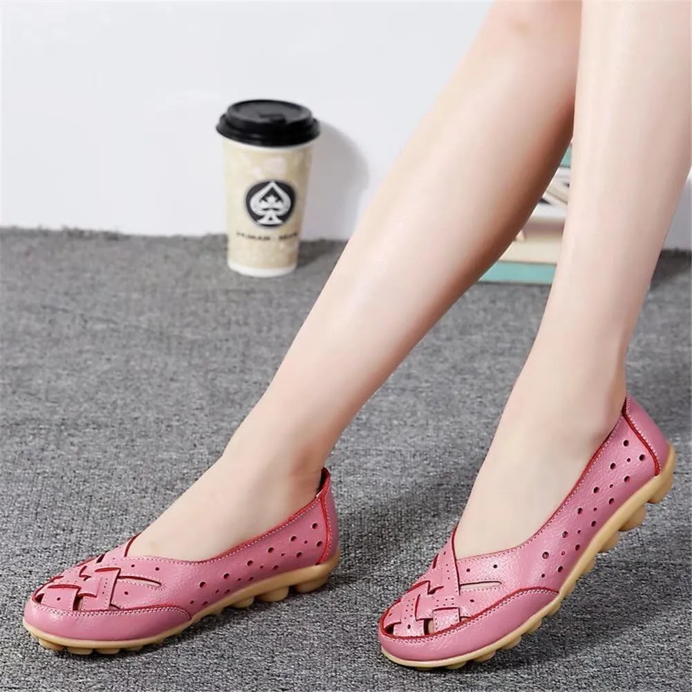 Womens Orthopedic Loafers in Breathable Leather Comfortable Hollow Soft Flats Sandals Summer Casual Slip-On Shoes Cutout Sole Slide Sports 2025 Comfort Sandals Out Round Toe Fashion Loafer