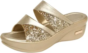 Women's Soft Soled Cushioned Wedge Slide Classic Ankle Strap Wedge Heels Sandal Casual Sandals Indoor Outdoor