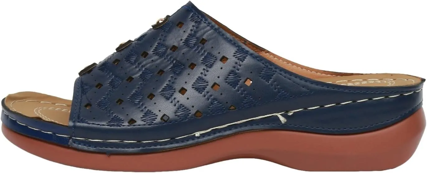 Women's Soft Soled Cushioned Wedge Slide Open Toe Wedge Sandals Versatile Sandals Breathable Casual Sandals