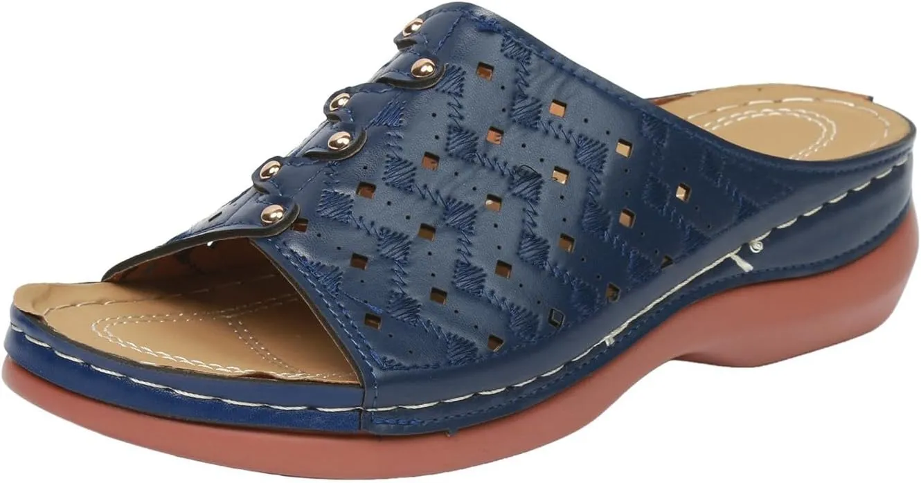 Women's Soft Soled Cushioned Wedge Slide Open Toe Wedge Sandals Versatile Sandals Breathable Casual Sandals